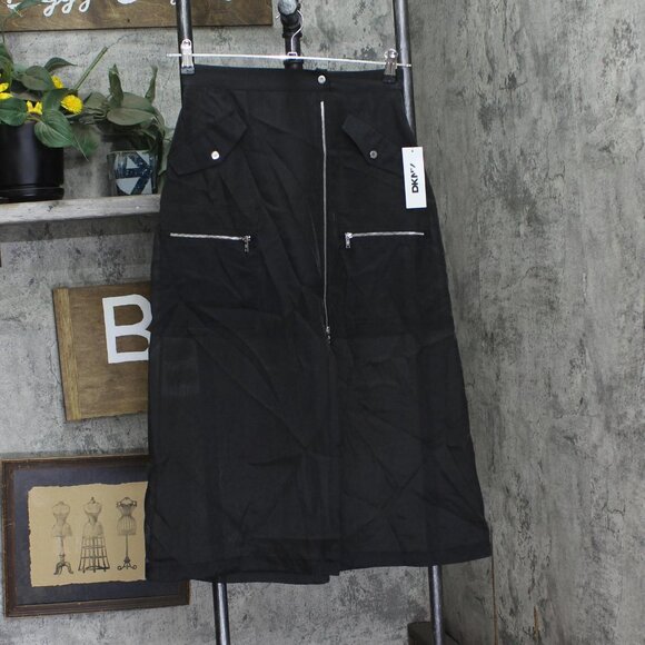 NWT DKNY Womens Organza Cargo Skirt Sheer P4BNUWEN Black 2 - Picture 5 of 9